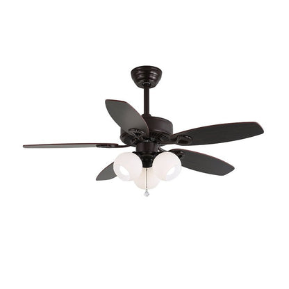 Elegant Modern Ceiling Fan Light with Wooden Blades & Amber Glass Shades 10