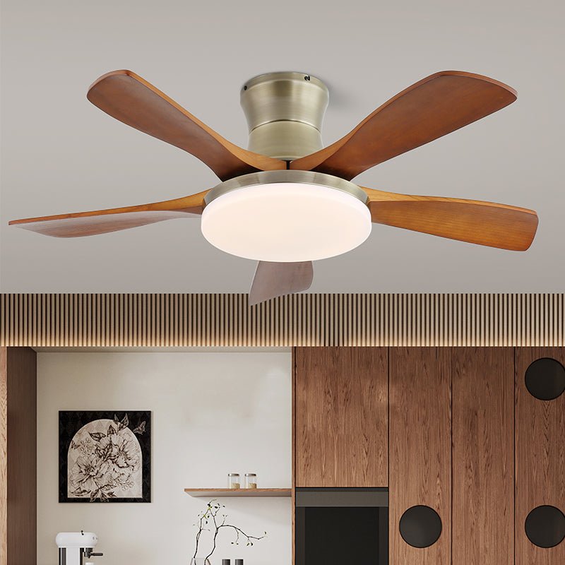 Elegant Modern Flush Mount Ceiling Fan Light with Integrated LED & Quiet Operation 7