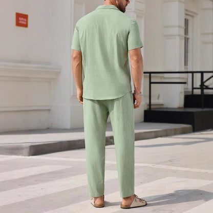 Elegant Urban | Men's Casual Suit Set - Breathable Cotton-Linen Blend, Relaxed Fit 2