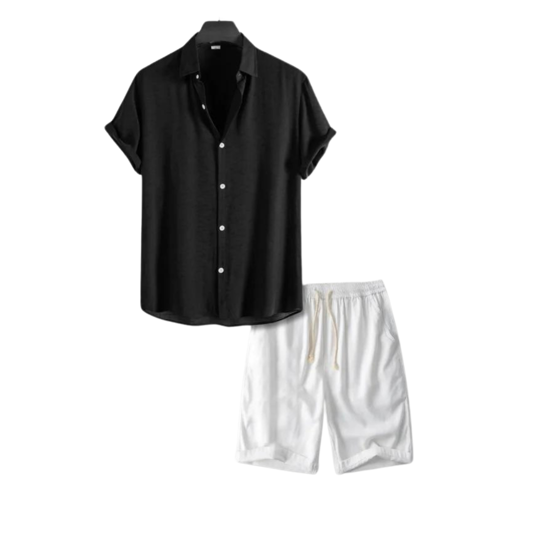 Elegant Urban | Men's Linen Matching Set - Breathable Shirt & Drawstring Shorts 2