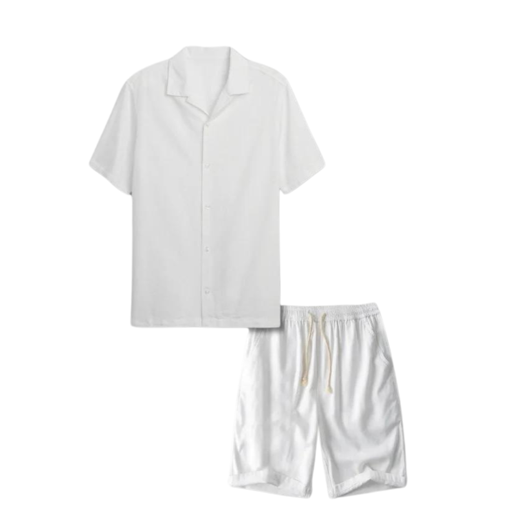 Elegant Urban | Men's Linen Matching Set - Breathable Shirt & Drawstring Shorts 3