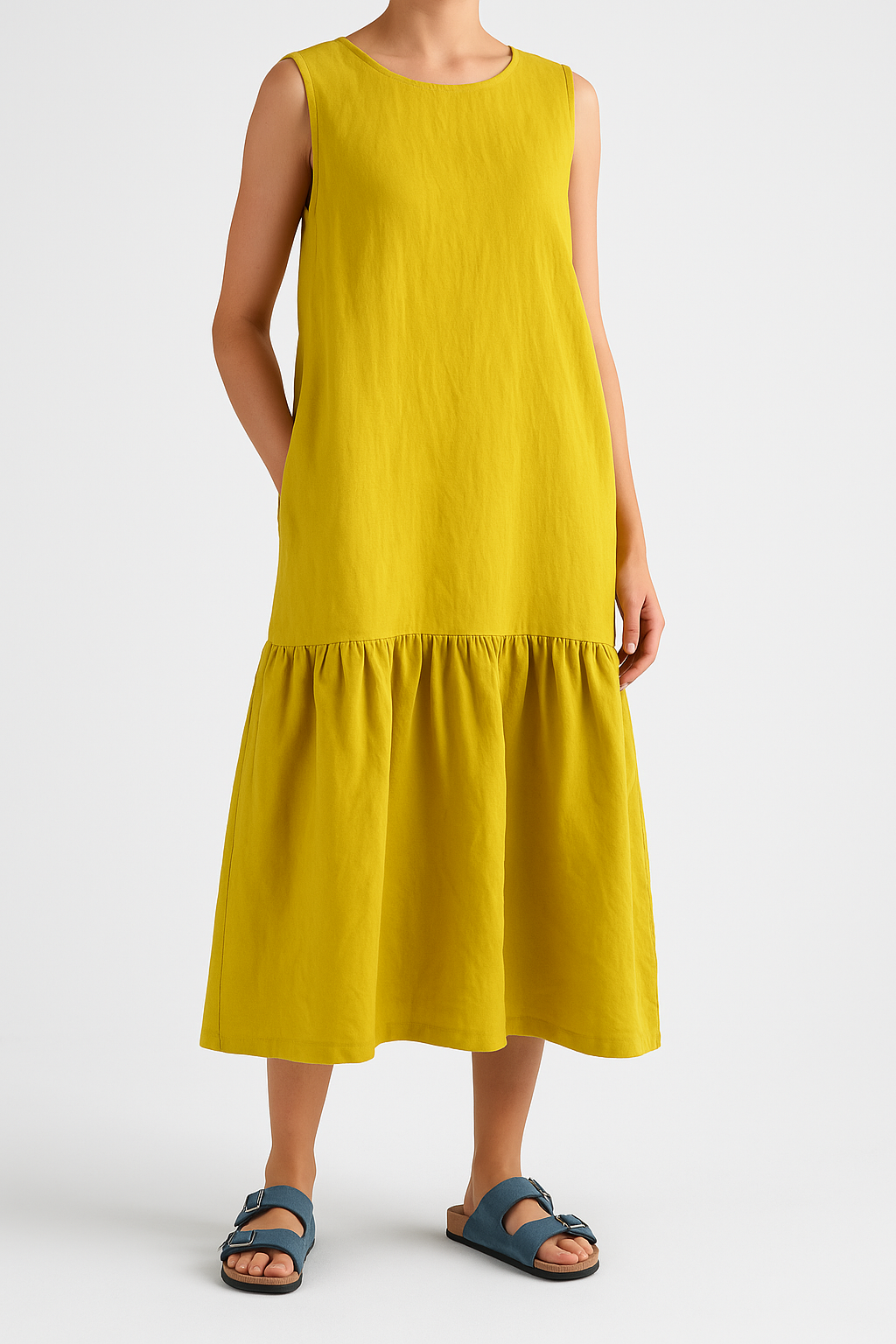 Elegant Urban | Women's Midi Dress | Breathable Linen Blend Summer Dress 0