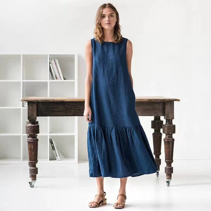 Elegant Urban | Women's Midi Dress | Breathable Linen Blend Summer Dress 1