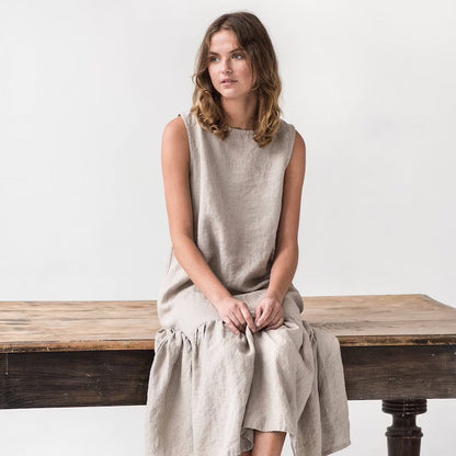 Elegant Urban | Women's Midi Dress | Breathable Linen Blend Summer Dress 3