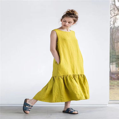 Elegant Urban | Women's Midi Dress | Breathable Linen Blend Summer Dress 4