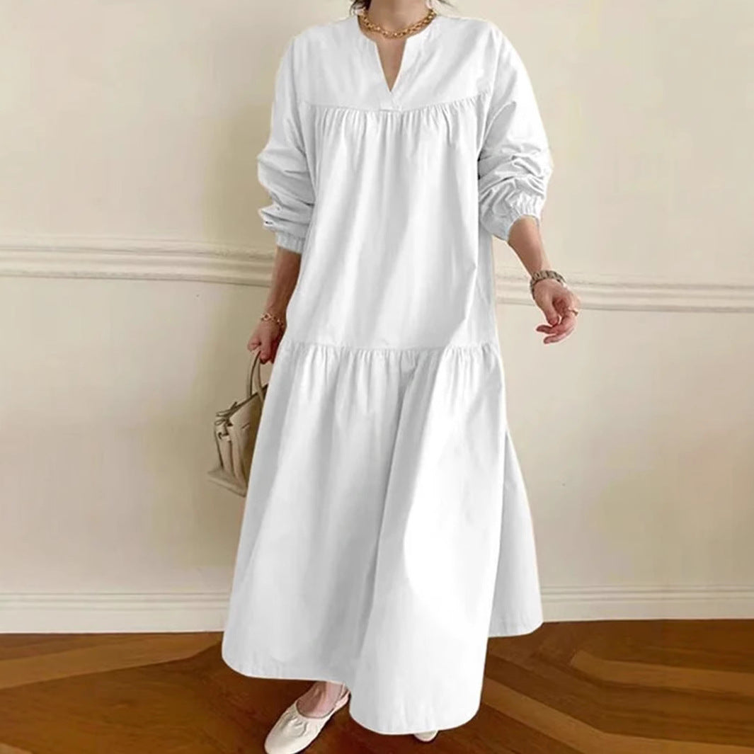 Elegant Urban | Women's Oversized Maxi Dress with Puff Sleeves & V-Neck for Summer 0