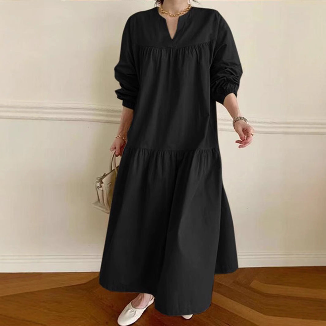 Elegant Urban | Women's Oversized Maxi Dress with Puff Sleeves & V-Neck for Summer 1