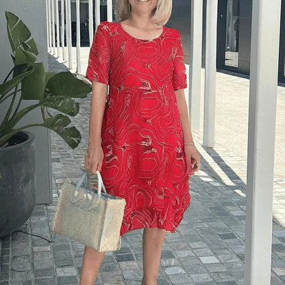 Elegant Urban | Women's Summer Midi Dress with Linen Blend & Pockets 4