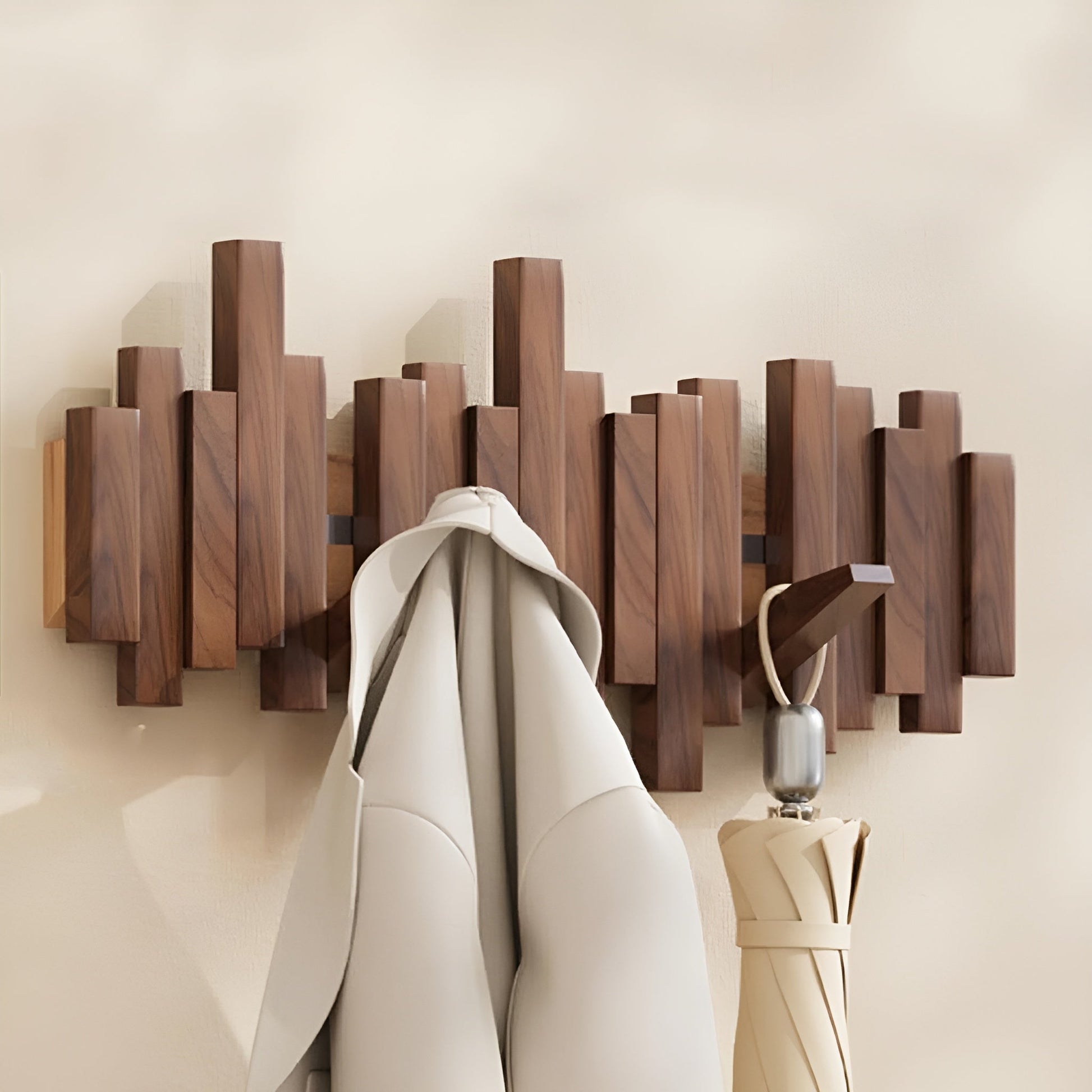 Elegant Wall Mounted Coat Rack with Foldable Hooks | Space-Saving Design for Modern Entryways 12