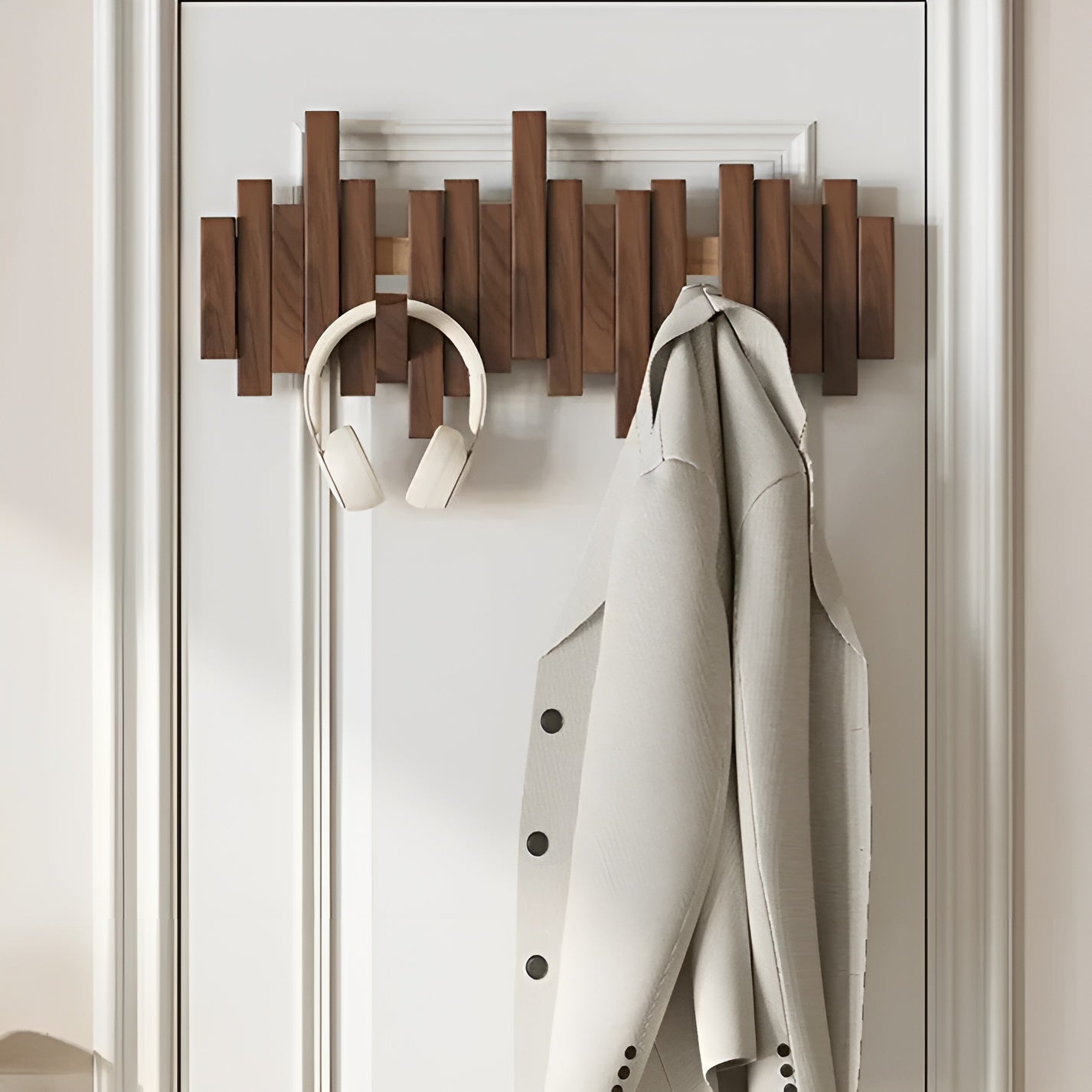 Elegant Wall Mounted Coat Rack with Foldable Hooks | Space-Saving Design for Modern Entryways 8