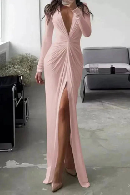 Elegant Wedding Guest Dress | Flattering V-Neckline with Unique Folded Accents 11