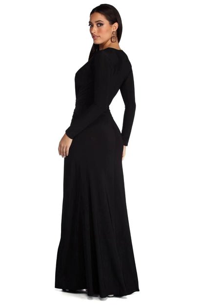 Elegant Wedding Guest Dress | Flattering V-Neckline with Unique Folded Accents 5