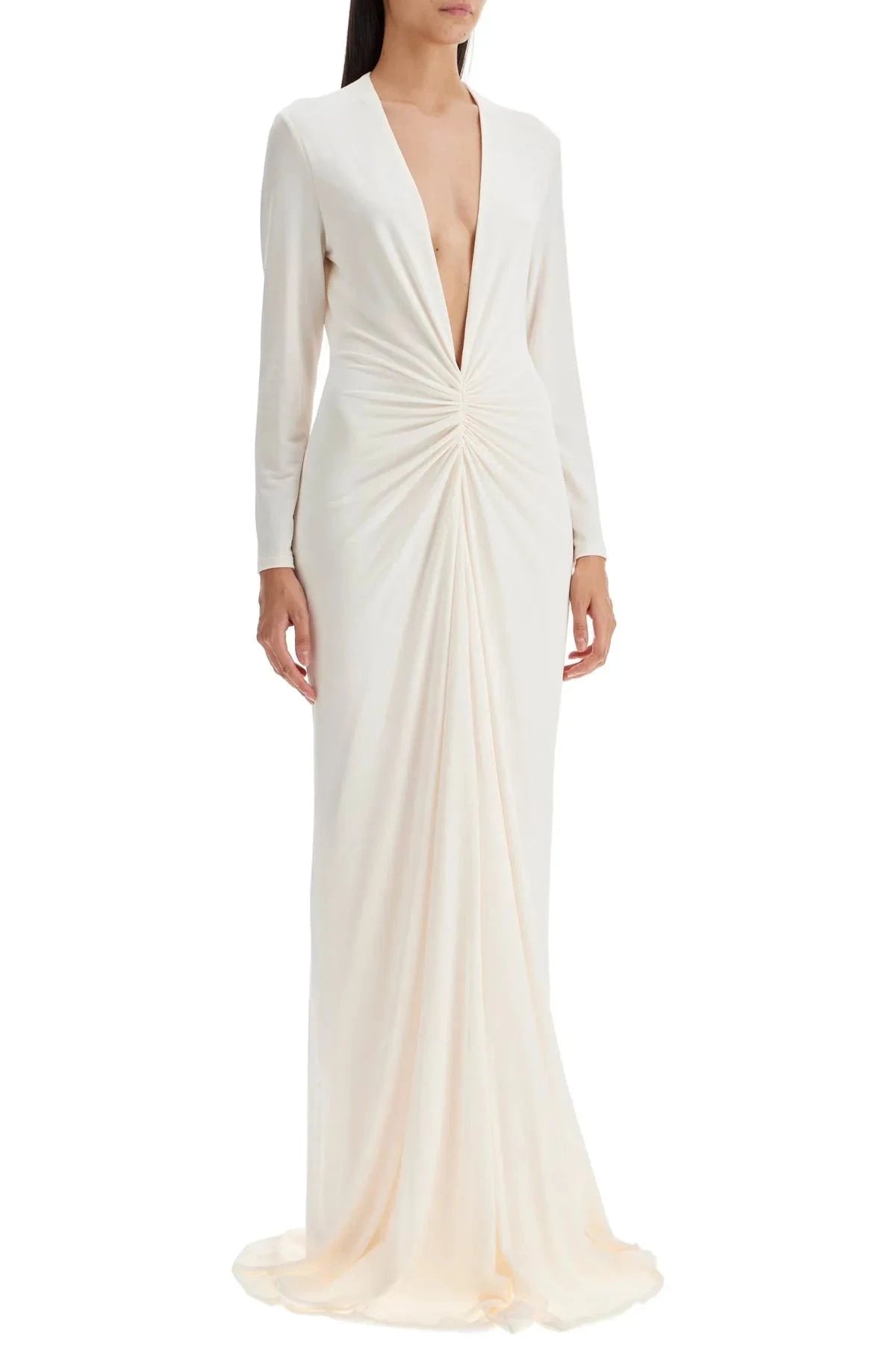 Elegant Wedding Guest Dress | Flattering V-Neckline with Unique Folded Accents 6