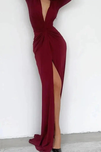 Elegant Wedding Guest Dress | Flattering V-Neckline with Unique Folded Accents 9