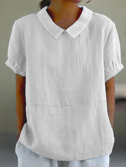 Elegant Women's Blouse | Lightweight Linen Summer Top with Peter Pan Collar 2