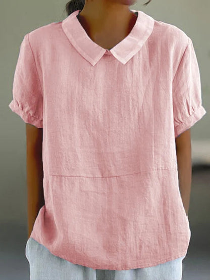 Elegant Women's Blouse | Lightweight Linen Summer Top with Peter Pan Collar 3