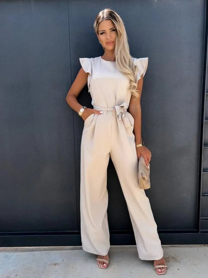 Elegant Women's Jumpsuit with Ruffled Sleeves – Tailored Fit for Day and Night, Versatile Design, Comfortable Fabric 1