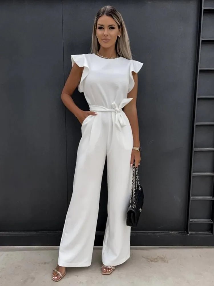 Elegant Women's Jumpsuit with Ruffled Sleeves – Tailored Fit for Day and Night, Versatile Design, Comfortable Fabric 2