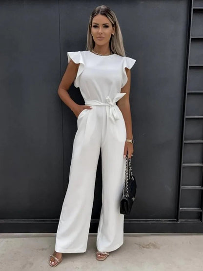 Elegant Women's Jumpsuit with Ruffled Sleeves – Tailored Fit for Day and Night, Versatile Design, Comfortable Fabric 2