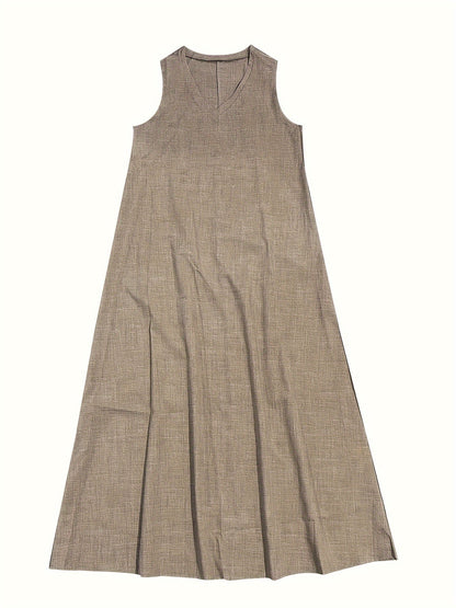 Elegant Women's V-Neck Maxi Dress | Soft Linen-Blend Summer Dress 6