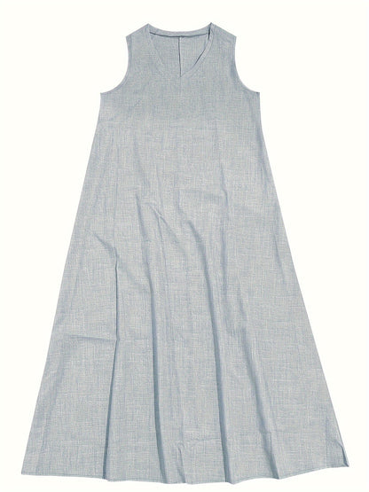Elegant Women's V-Neck Maxi Dress | Soft Linen-Blend Summer Dress 8