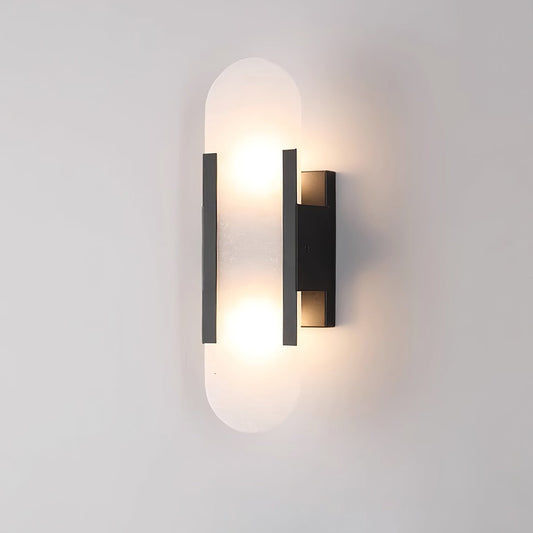 Elongated Wall Sconce | Handcrafted Alabaster with Brass Accents 0