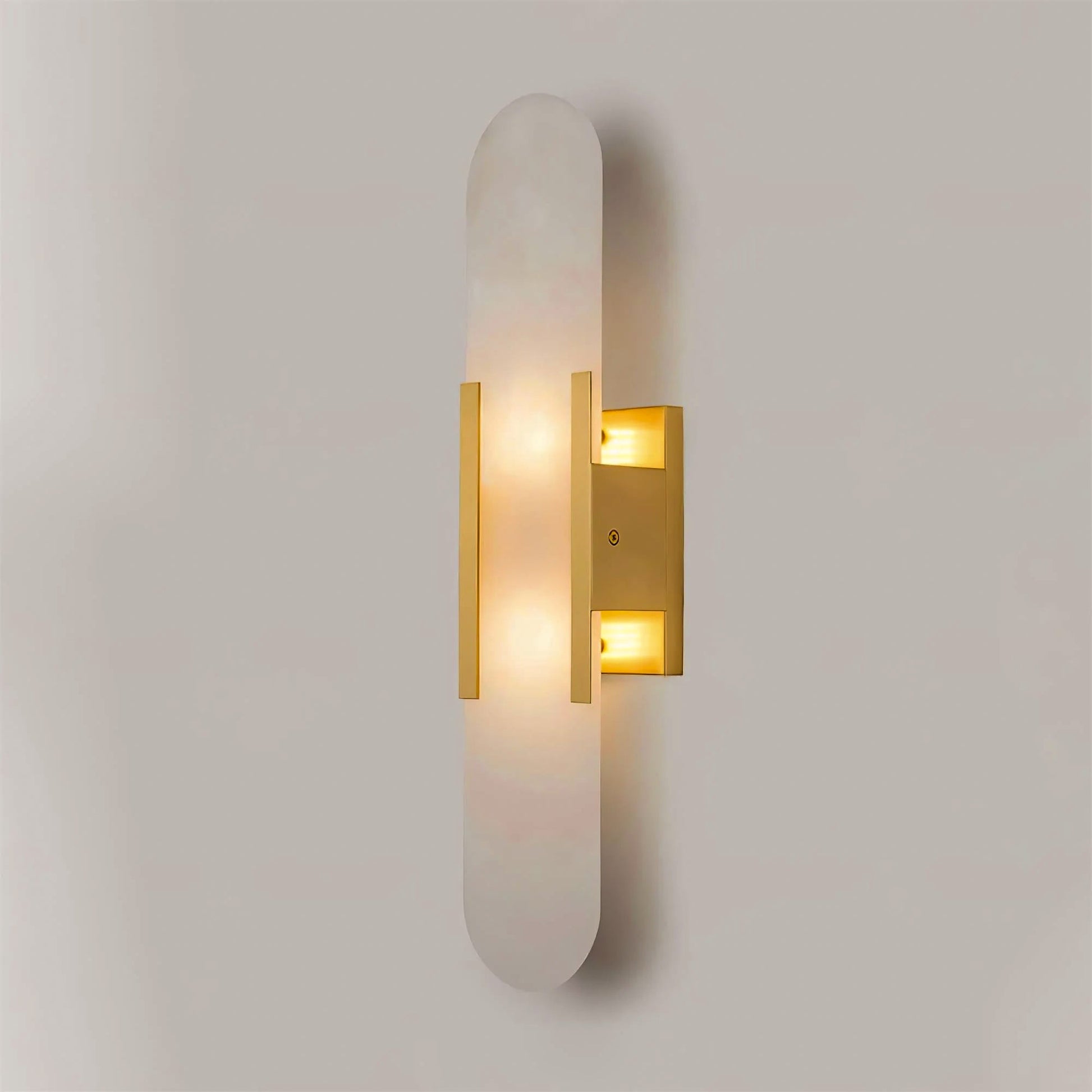 Elongated Wall Sconce | Handcrafted Alabaster with Brass Accents 12