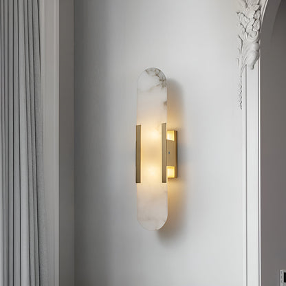 Elongated Wall Sconce | Handcrafted Alabaster with Brass Accents 2