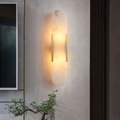 Elongated Wall Sconce | Handcrafted Alabaster with Brass Accents 3