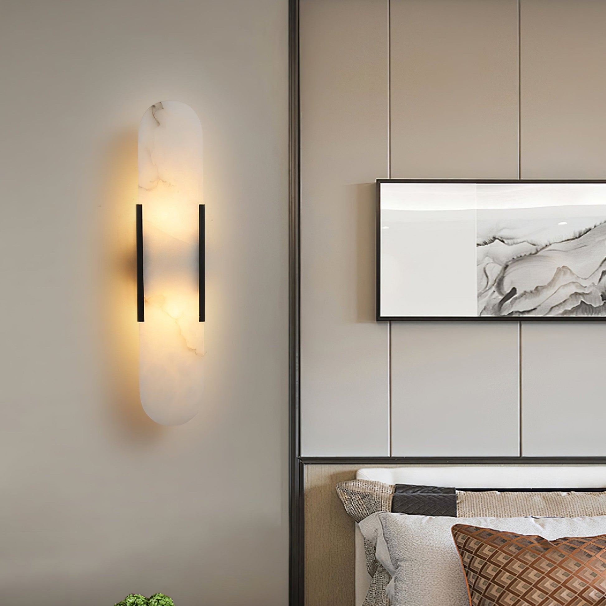 Elongated Wall Sconce | Handcrafted Alabaster with Brass Accents 5