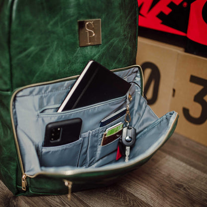 Emerald Green Leather Commuter Bag (XL Design)
