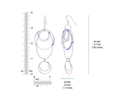 Purple and Silver Oval Drop Earrings