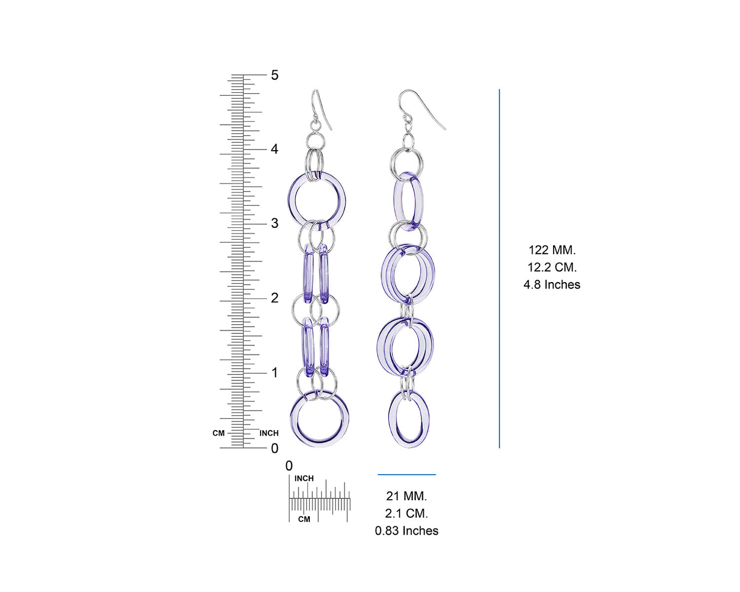 Purple Circle Links Drop and Dangle Earrings