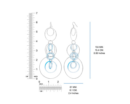 Blue and Silver Extra Long Drop Earrings