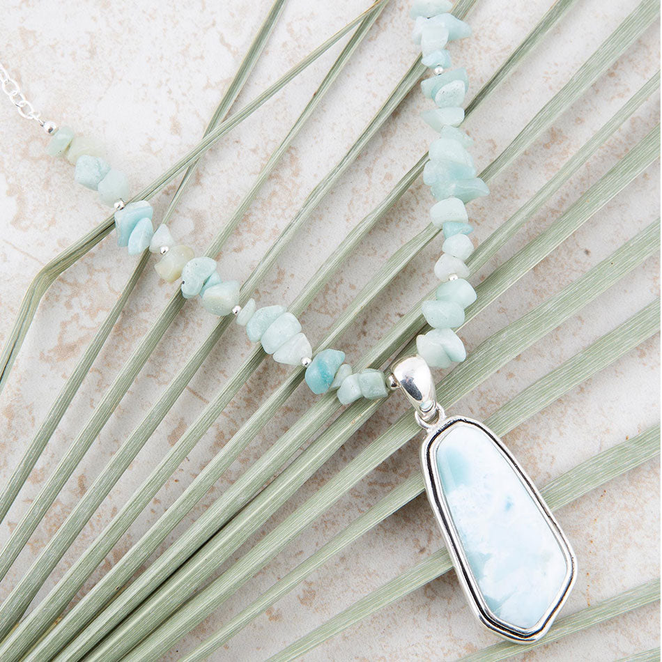 Meraviglie Naturali Collana in Larimar Blu e Argento Sterling