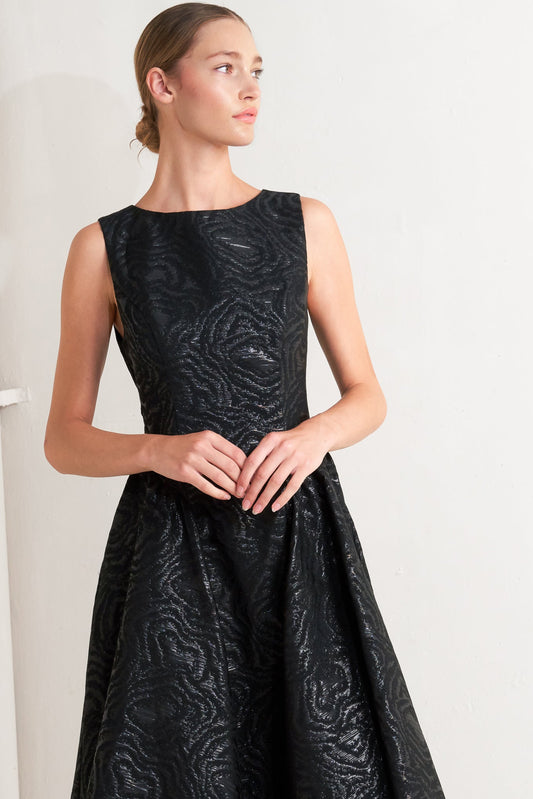 VESTITO MIDI NERO INTRECCIATO CHECK YOURSELF