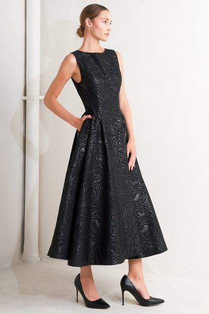 VESTITO MIDI NERO INTRECCIATO CHECK YOURSELF