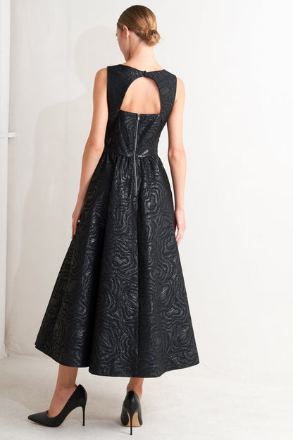 VESTITO MIDI NERO INTRECCIATO CHECK YOURSELF