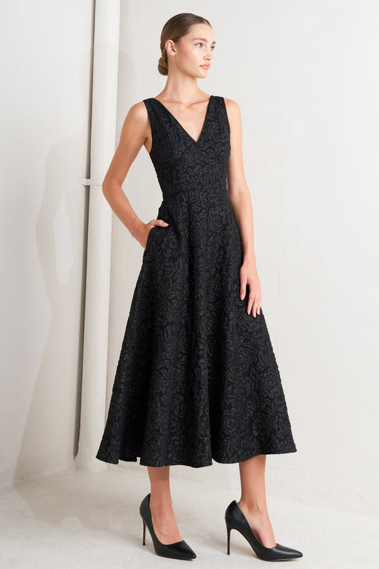 Abito midi in jacquard tessuto Femme Fatale