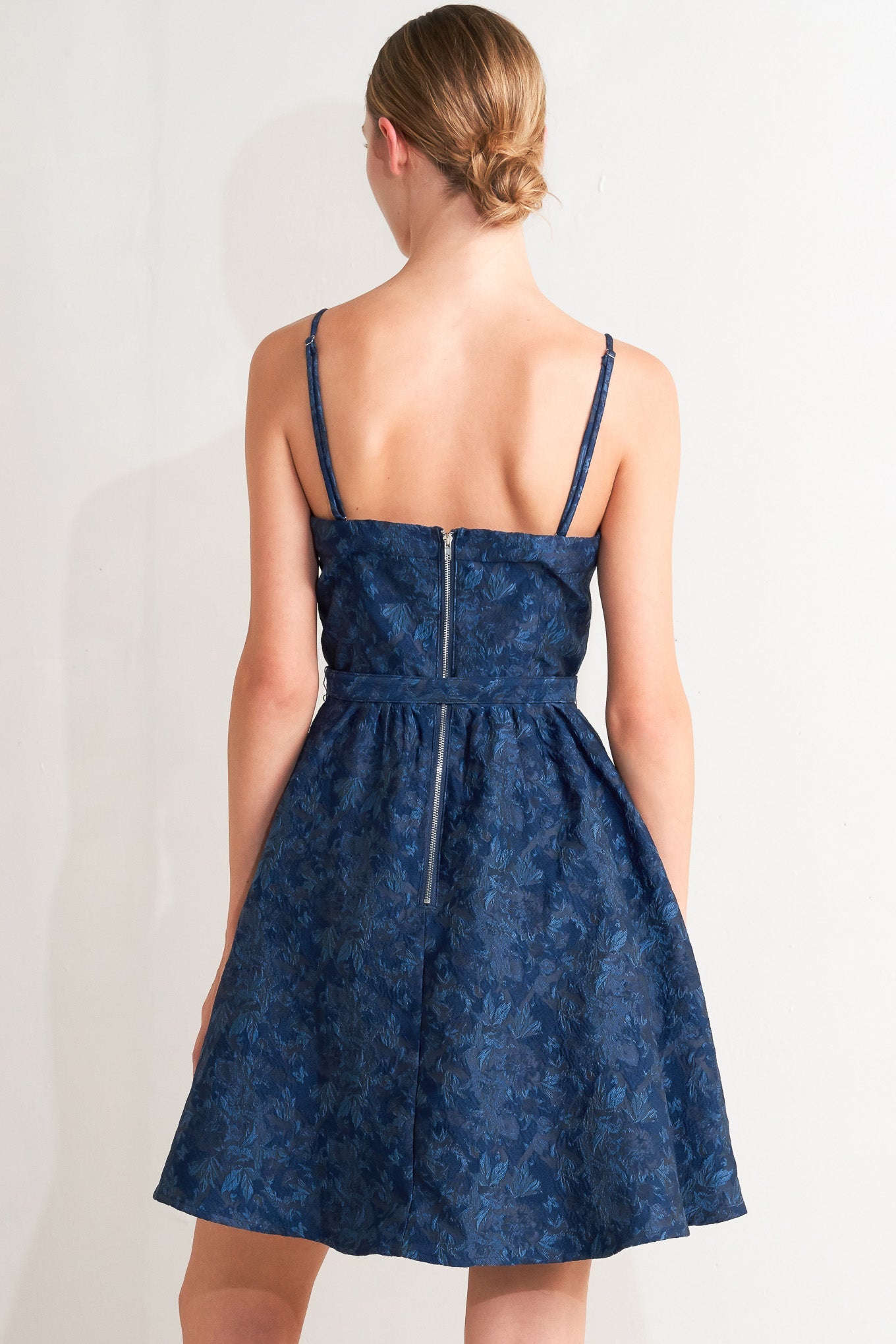 Vestito corto in jacquard intrecciato Navy Romance
