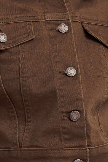 Giacca in twill marrone con bordo senza sforzo