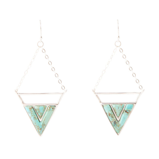 Orecchini trapezio turchese e argento sterling