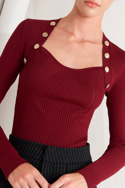 Maglione moderno eroe bordeaux in maglia