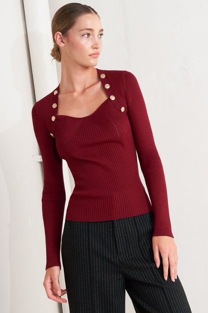 Maglione moderno eroe bordeaux in maglia