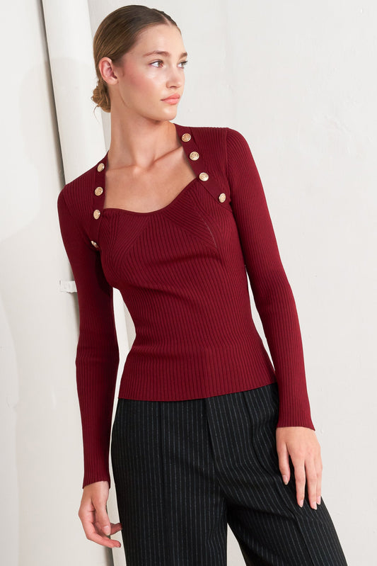 Maglione moderno eroe bordeaux in maglia