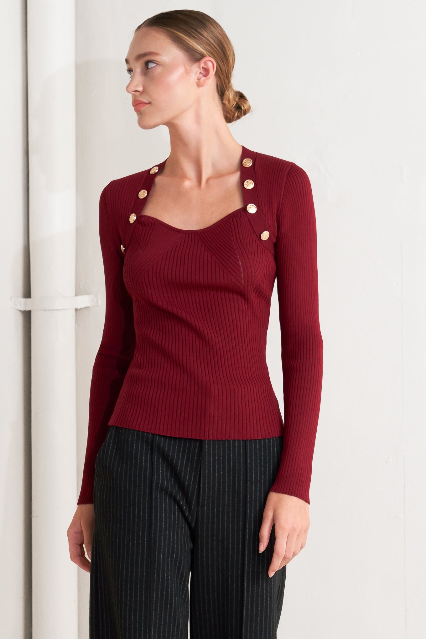 Maglione moderno eroe bordeaux in maglia