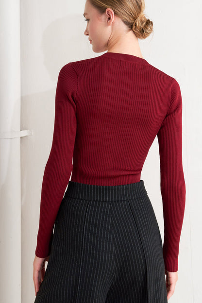 Maglione moderno eroe bordeaux in maglia