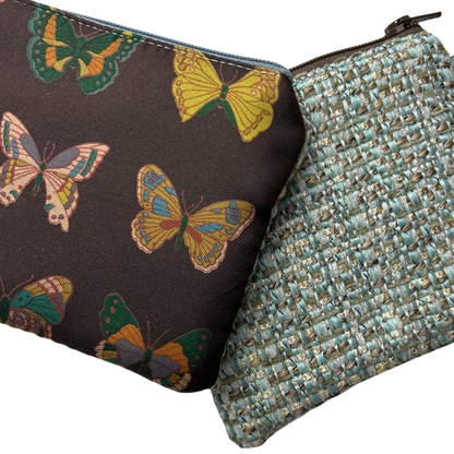 Farfalle Brown Vintage Silk Scarf Wristlet Bag