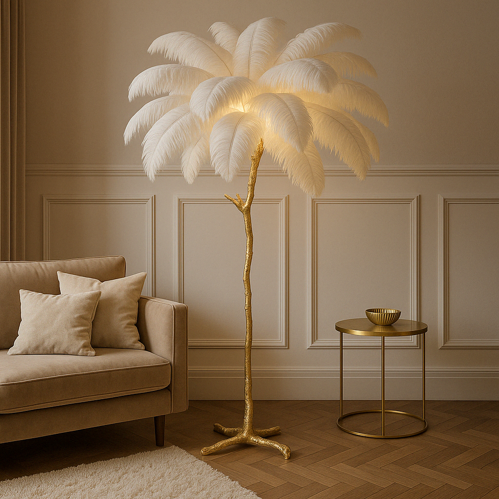 Feather Floor Lamp | Elegant Design with Adjustable LED Lighting 0