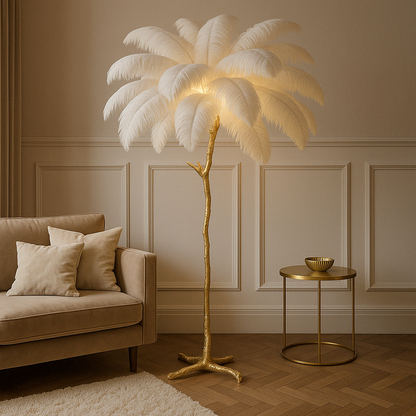 Feather Floor Lamp | Elegant Design with Adjustable LED Lighting 0